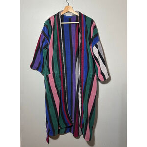 Vintage Men's Le Connoisseur Christian Dior 100% Cotton Color Block Striped Robe